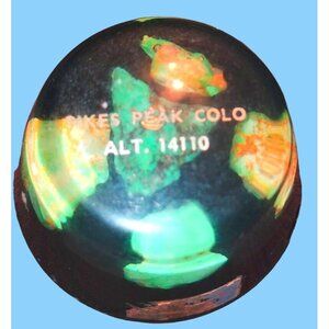 Vintage Pikes Peak Co. 3x1 Resin Turquoise Gold Flakes Mineral Rock Embossed •Q3